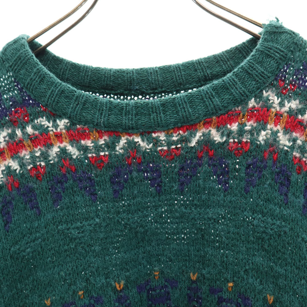 ALPS 80s 90s USA製 オールド ノルディック柄 長袖 セーター XL グリーン ニット メンズ