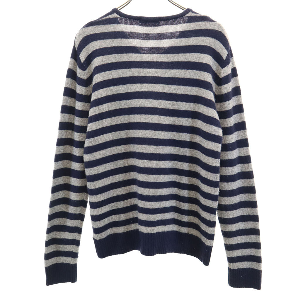 BURBERRY BLACK LABEL バーバリーブラックレーベル 三陽商会 ボーダー柄 長袖 ウールブレンド セーター 2 グレー/ネイビー ニット メンズ