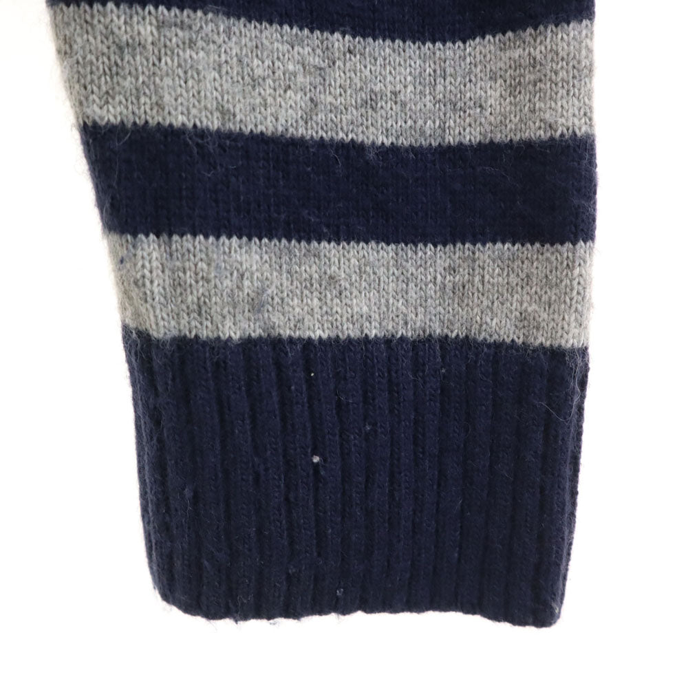 BURBERRY BLACK LABEL バーバリーブラックレーベル 三陽商会 ボーダー柄 長袖 ウールブレンド セーター 2 グレー/ネイビー ニット メンズ