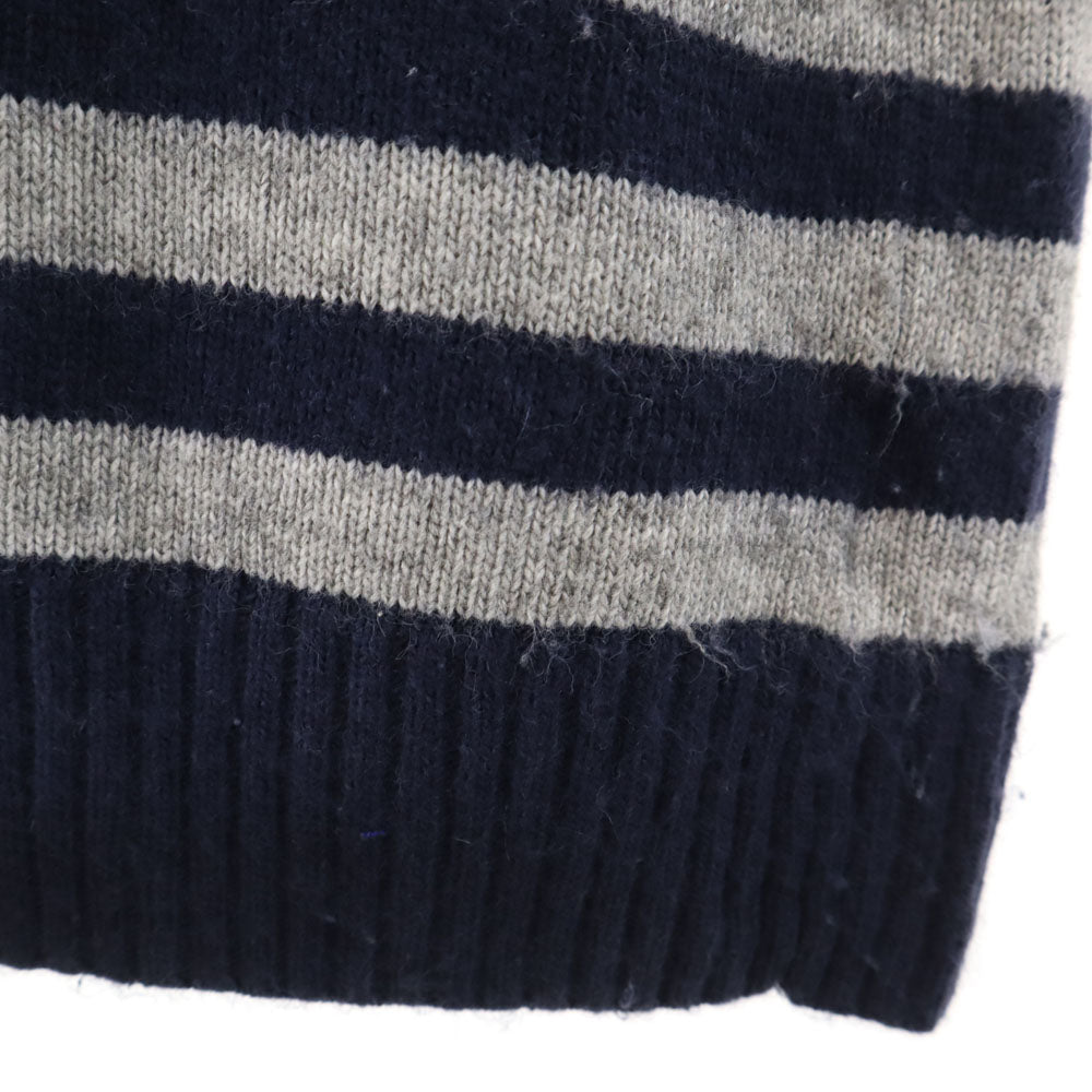 BURBERRY BLACK LABEL バーバリーブラックレーベル 三陽商会 ボーダー柄 長袖 ウールブレンド セーター 2 グレー/ネイビー ニット メンズ