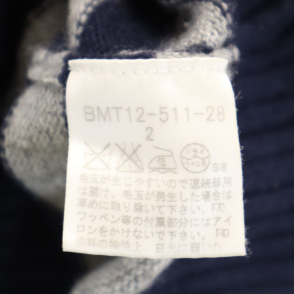 BURBERRY BLACK LABEL バーバリーブラックレーベル 三陽商会 ボーダー柄 長袖 ウールブレンド セーター 2 グレー/ネイビー ニット メンズ