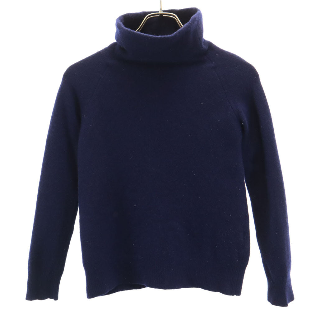 YOHJI YAMAMOTO+NOIR ヨウジヤマモトプリュスノアール 日本製 ウール 長袖 タートルネック ニット 2 ネイビー レディース
