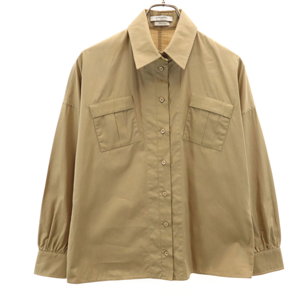 GIVENCHY ジバンシィ イタリア製 長袖 ドロップショルダー シャツ 42 ベージュ レディース