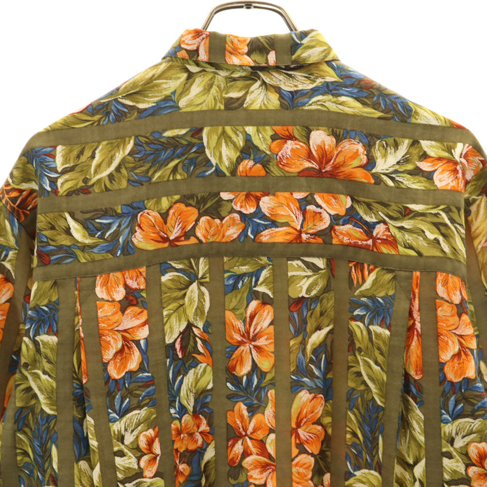 Christian Dior SPORTS クリスチャンディオールスポーツ 90s オールド 花柄 長袖 シャツ M カーキ系 レディース