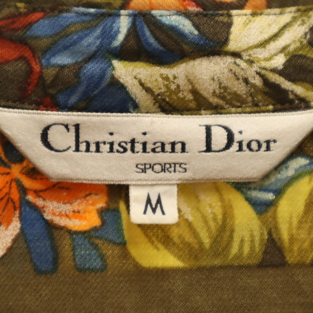 Christian Dior SPORTS クリスチャンディオールスポーツ 90s オールド 花柄 長袖 シャツ M カーキ系 レディース