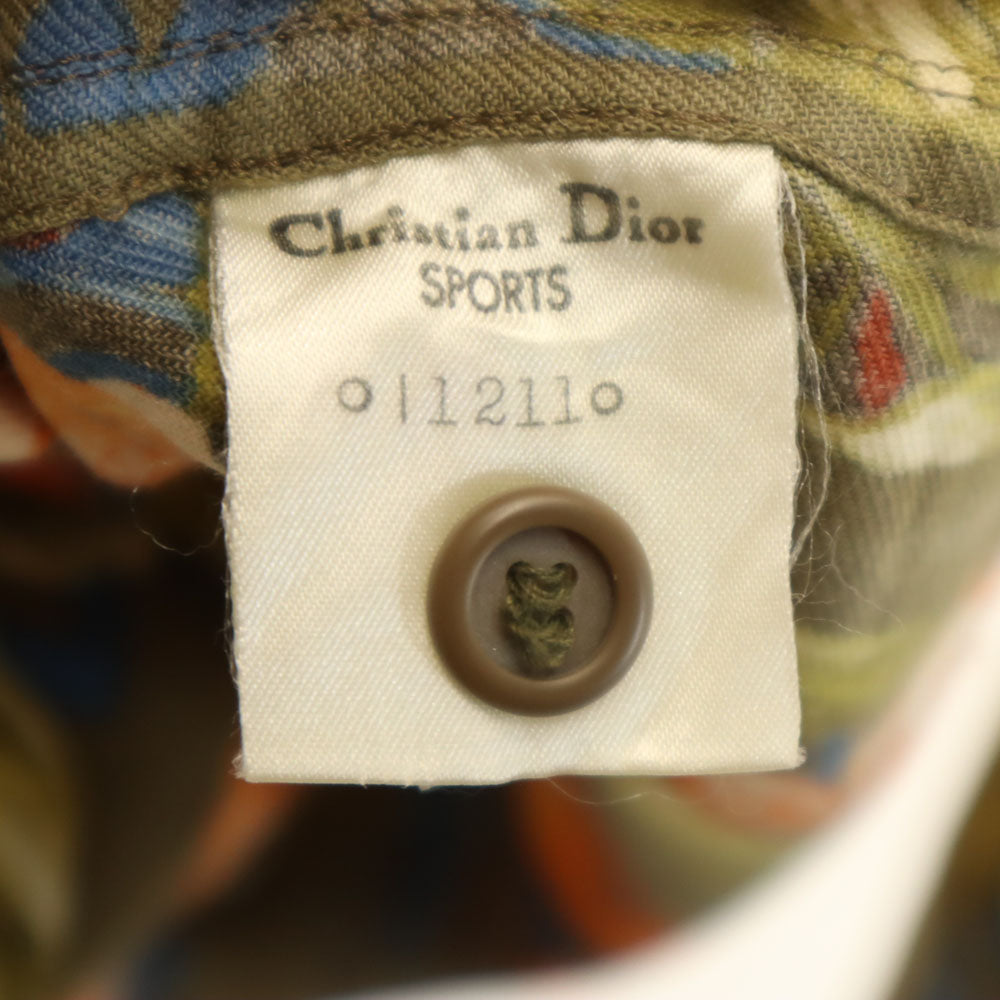 Christian Dior SPORTS クリスチャンディオールスポーツ 90s オールド 花柄 長袖 シャツ M カーキ系 レディース