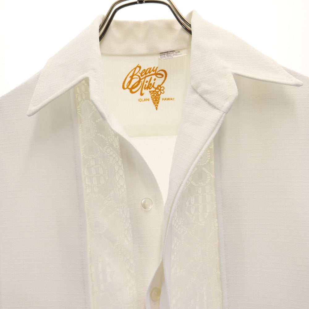 IOLANI イオラニ 70s ヴィンテージ 7分袖 オープンカラー アロハシャツ S ホワイト メンズ