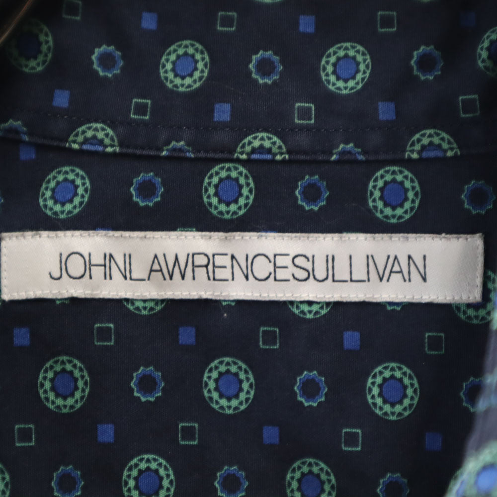 JOHN LAWRENCE SULLIVAN ジョンローレンスサリバン 日本製 総柄 長袖 シャツ 36 ネイビー メンズ