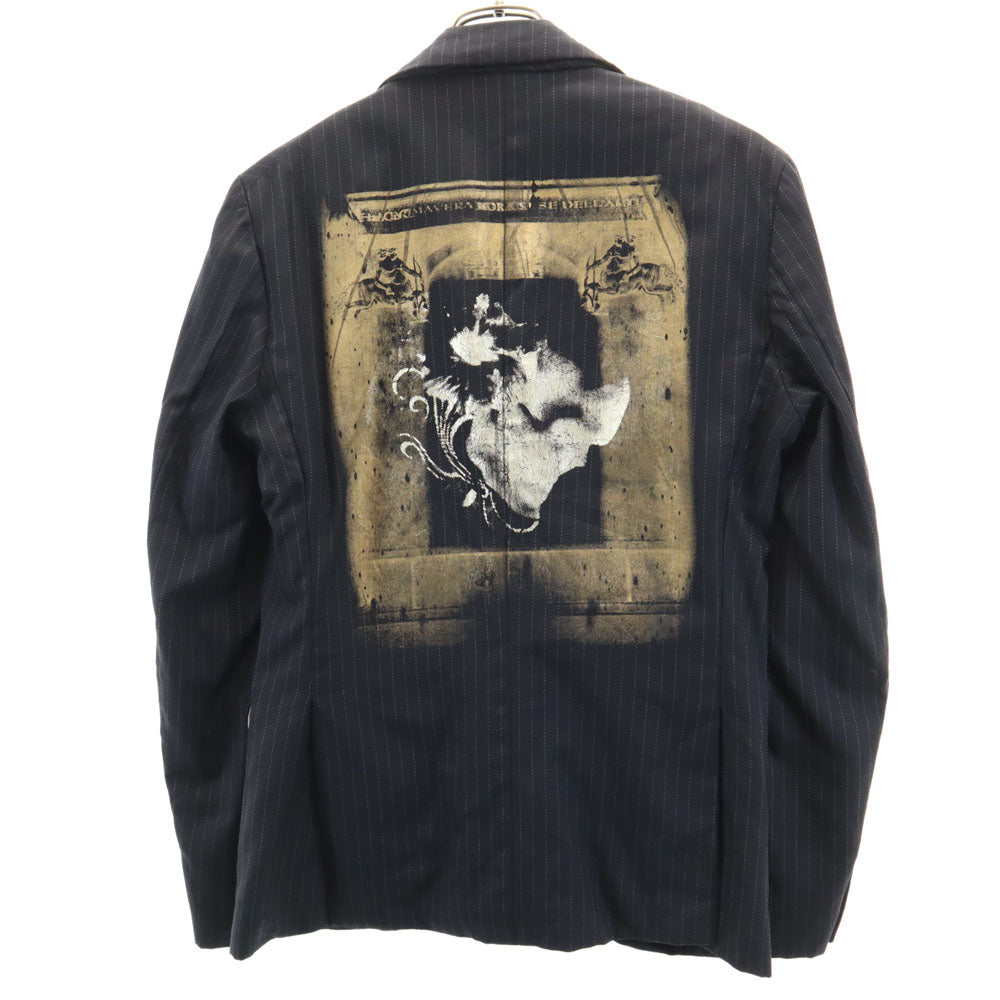 FranCisT_MOR.K.S. フランシストモークス 日本製 バックプリント ストライプ柄 テーラードジャケット 1 チャコールブラック ブレザー メンズ