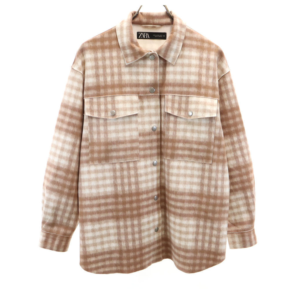 ザラ チェック柄 長袖 シャツ XS ブラウン系 ZARA メンズ