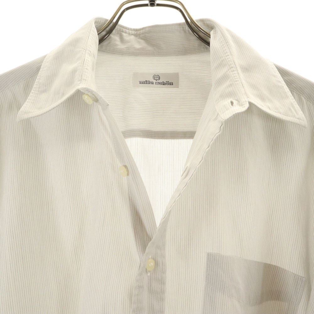 ミラショーン 日本製 ストライプ柄 長袖 シャツ ブルー系 mila schon メンズ