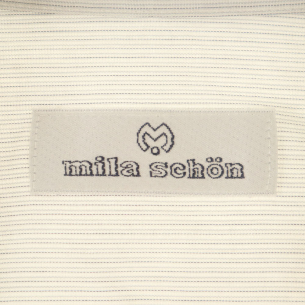 ミラショーン 日本製 ストライプ柄 長袖 シャツ ブルー系 mila schon メンズ