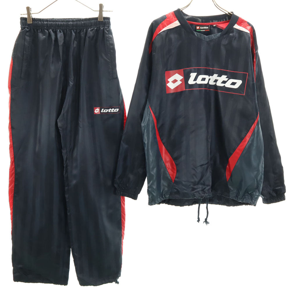 ロット ストライプ柄 サッカー ピステ 上下 セットアップ M ネイビー LOTTO メンズ