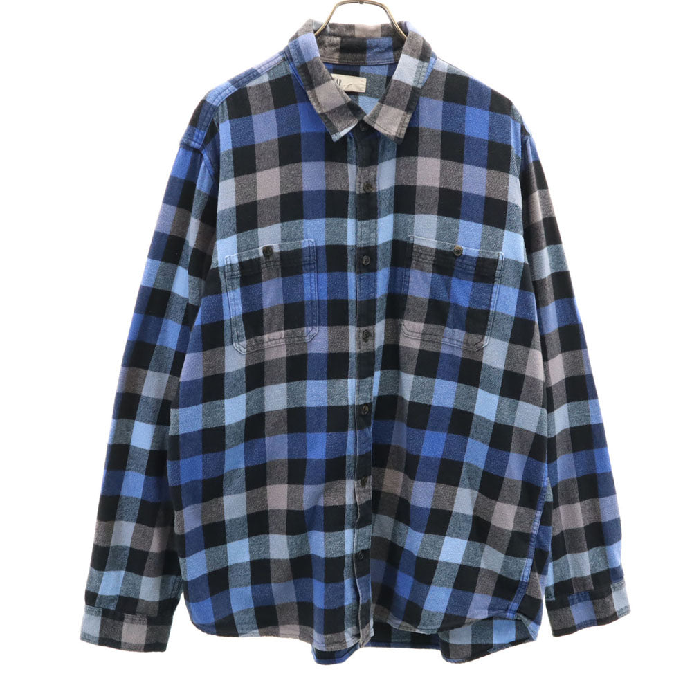 NEWERAネルシャツ(XL) 長袖 フランネル チェックシャツ BLACK LABEL