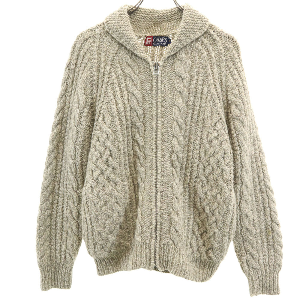 チャップスラルフローレン 90s ショールカラー ニットジャケット S グレージュ CHAPS RALPH LAUREN メンズ