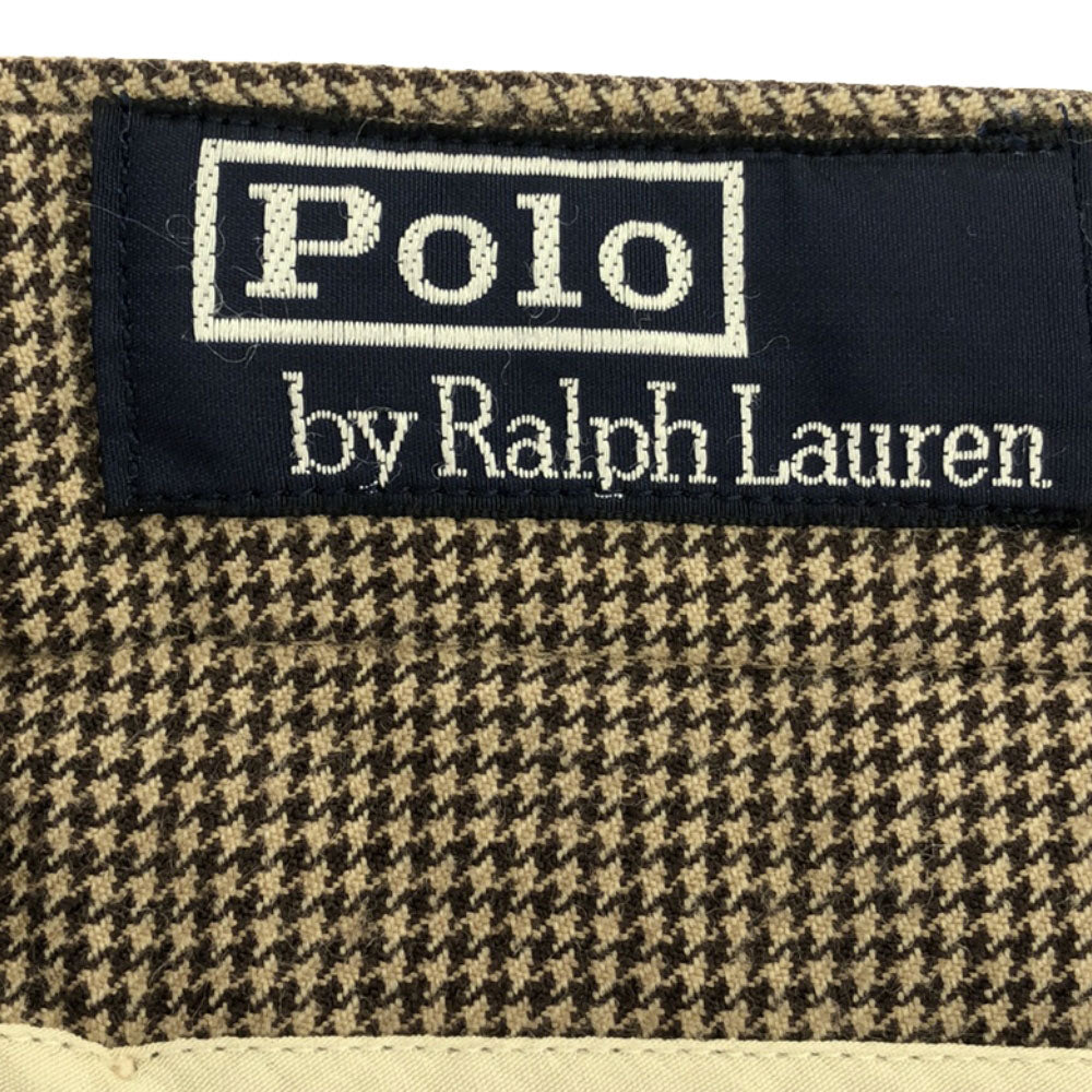 Polo by Ralph Lauren ポロバイラルフローレン 90s 日本製 ウール 千鳥格子 スラックスパンツ 86 ブラウン系 オールド レディース