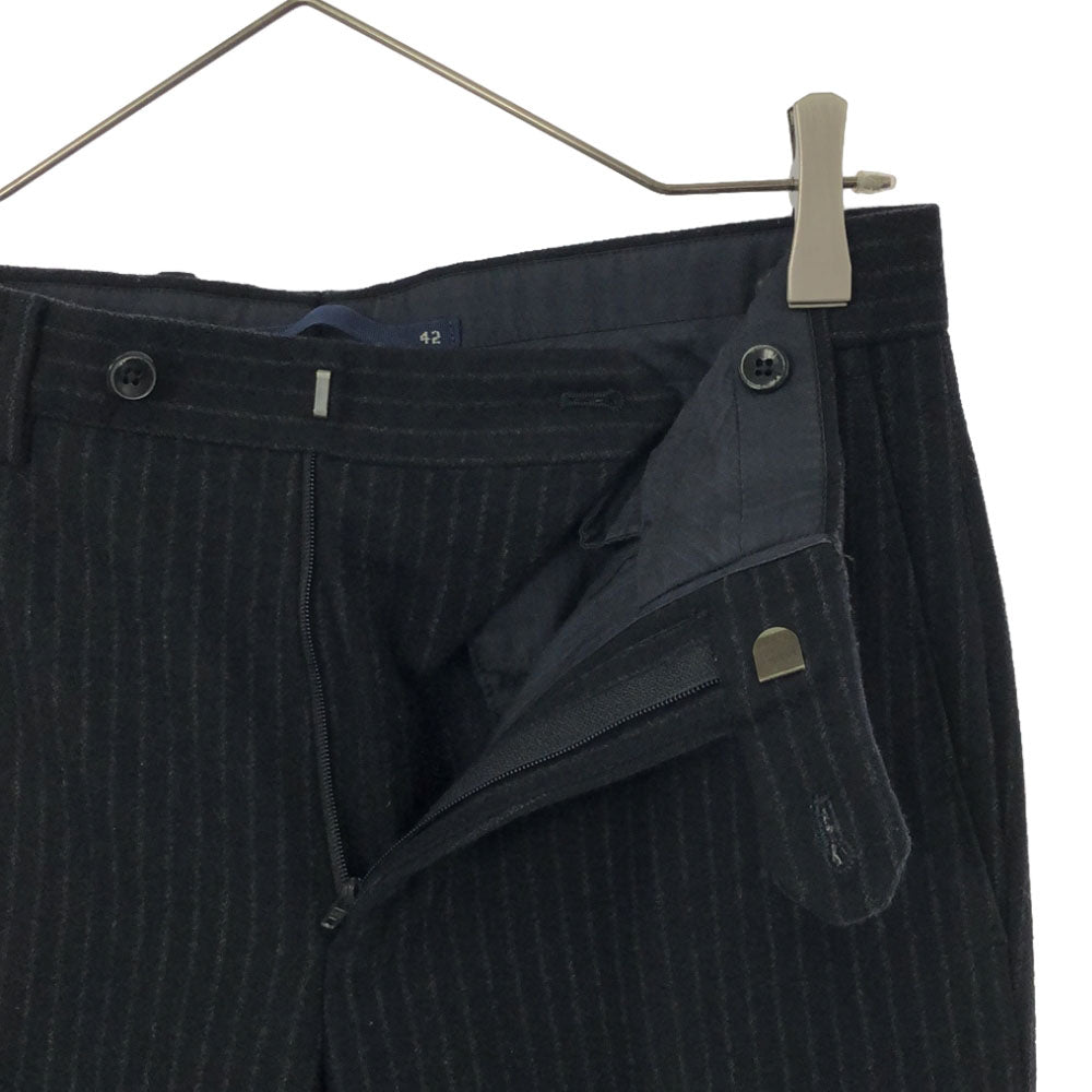 INCOTEX インコテックス ストライプ柄 ウールパンツ 42 ブラック センタープレス メンズ