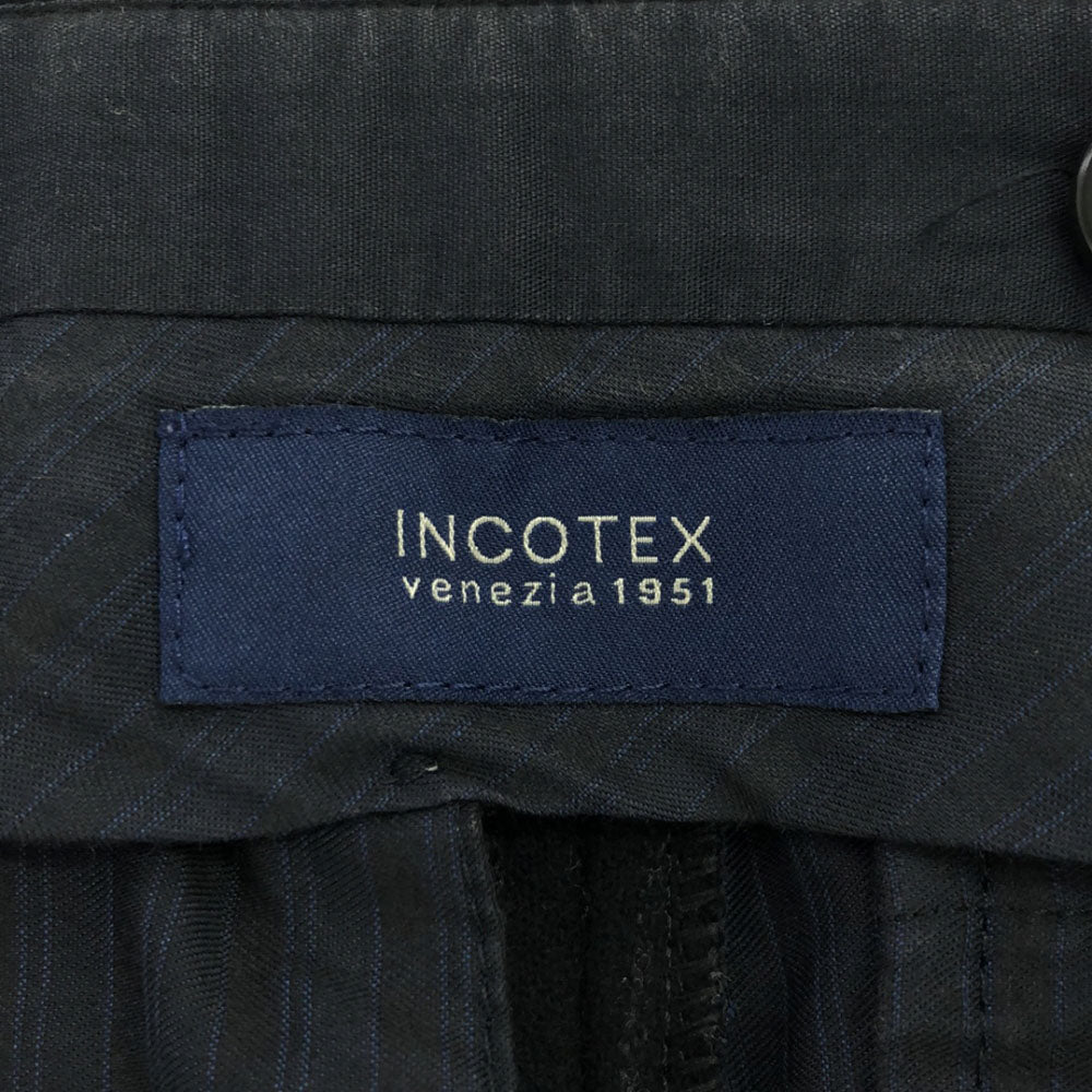INCOTEX インコテックス ストライプ柄 ウールパンツ 42 ブラック センタープレス メンズ