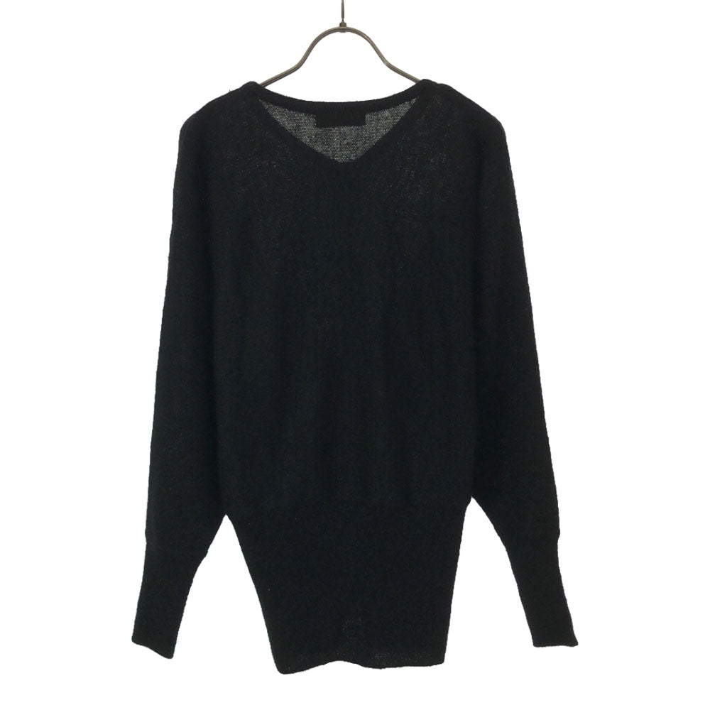 YVES SAINT LAURENT イヴサンローラン 90s オールド 長袖 Vネック ニット M ブラック セーター レディース