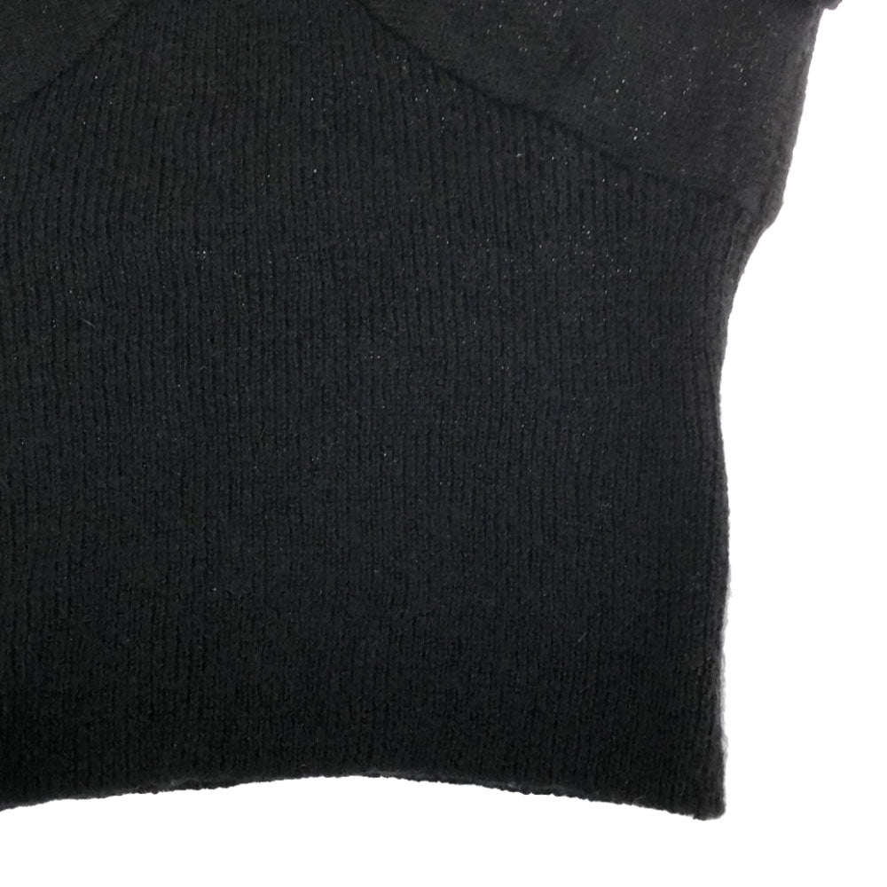 YVES SAINT LAURENT イヴサンローラン 90s オールド 長袖 Vネック ニット M ブラック セーター レディース