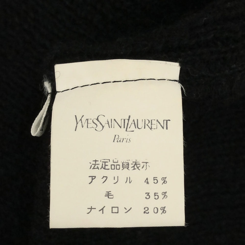 YVES SAINT LAURENT イヴサンローラン 90s オールド 長袖 Vネック ニット M ブラック セーター レディース