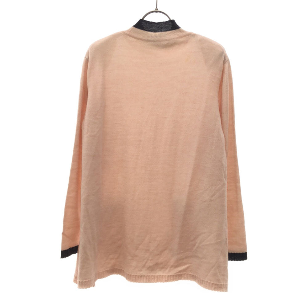 Christian Dior SPORTS クリスチャンディオール スポーツ 90s ウール オールド 長袖 ハイネック Aライン ニット M サーモンピンク×ブラック セーター レディース