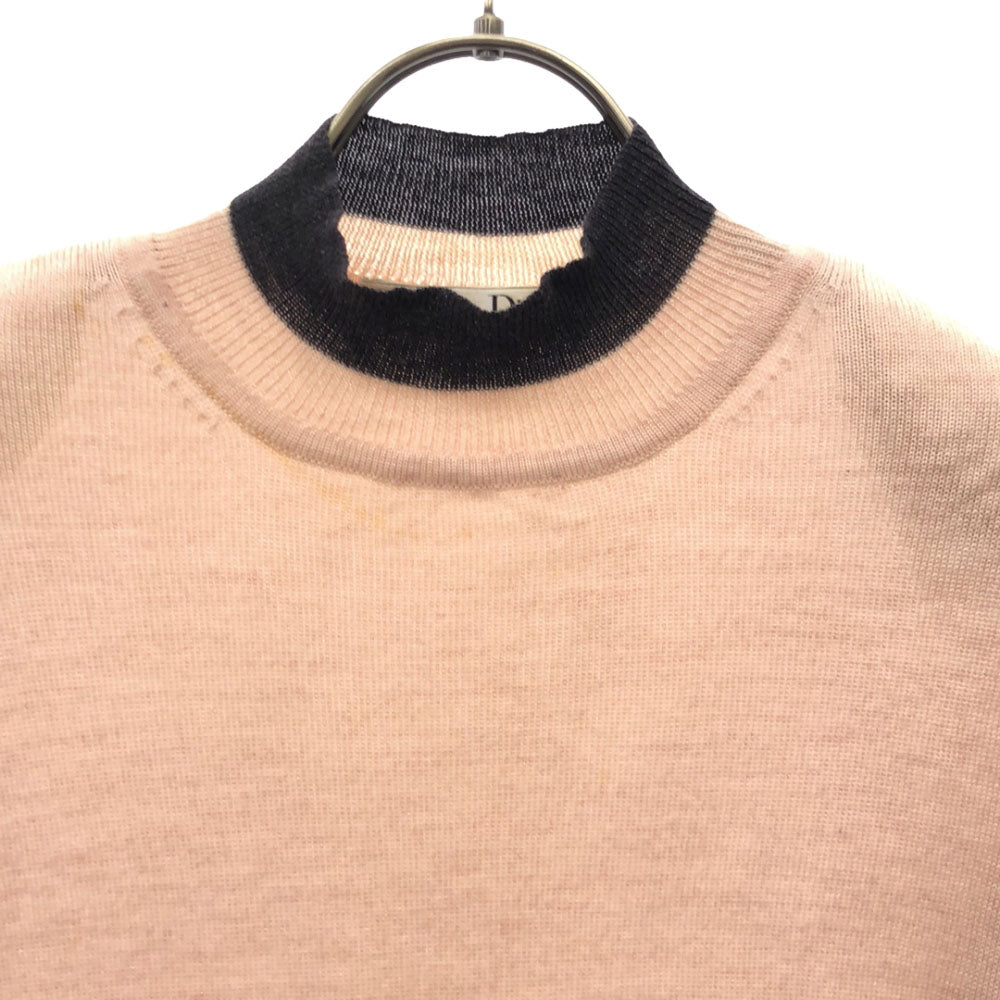 Christian Dior SPORTS クリスチャンディオール スポーツ 90s ウール オールド 長袖 ハイネック Aライン ニット M サーモンピンク×ブラック セーター レディース