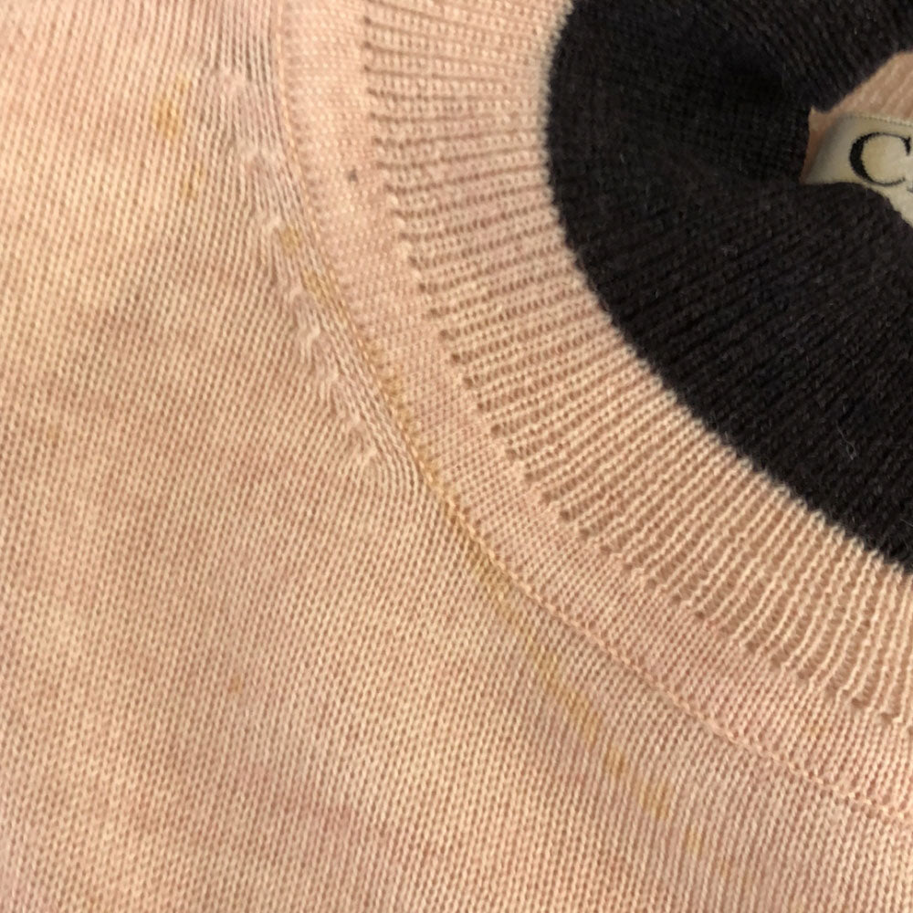 Christian Dior SPORTS クリスチャンディオール スポーツ 90s ウール オールド 長袖 ハイネック Aライン ニット M サーモンピンク×ブラック セーター レディース