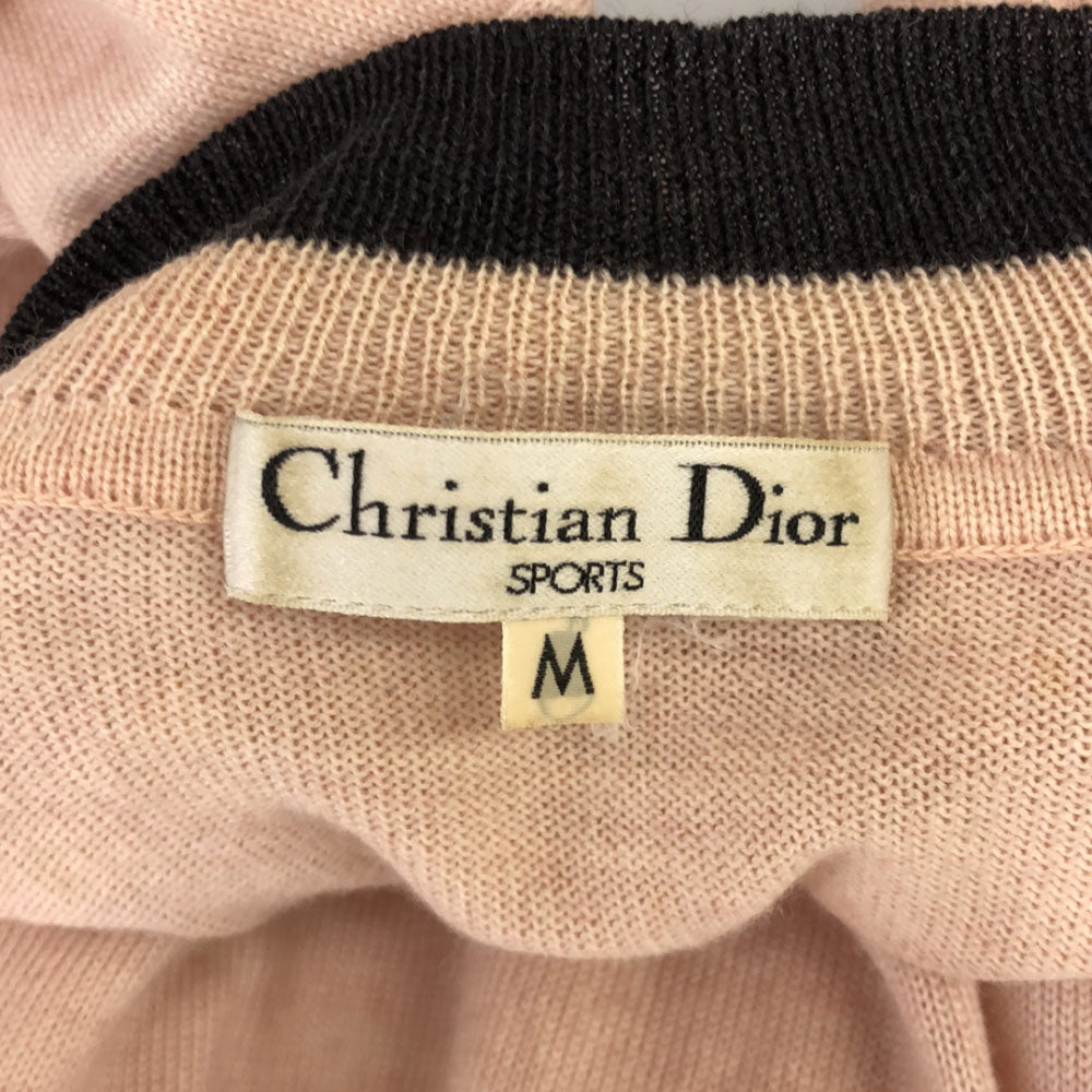 Christian Dior SPORTS クリスチャンディオール スポーツ 90s ウール オールド 長袖 ハイネック Aライン ニット M サーモンピンク×ブラック セーター レディース