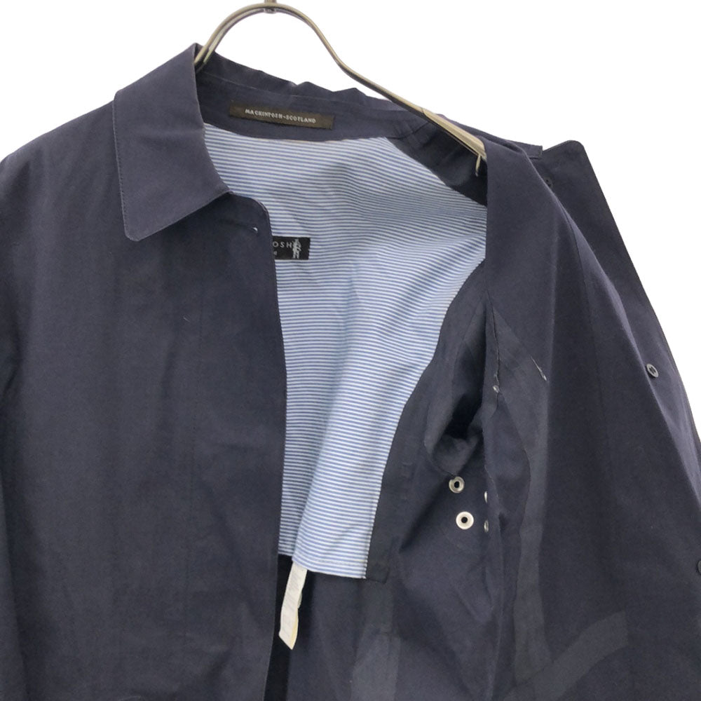 Mackintosh マッキントッシュ イギリス製 ゴム引き ステンカラーコート 36 ネイビー レディース