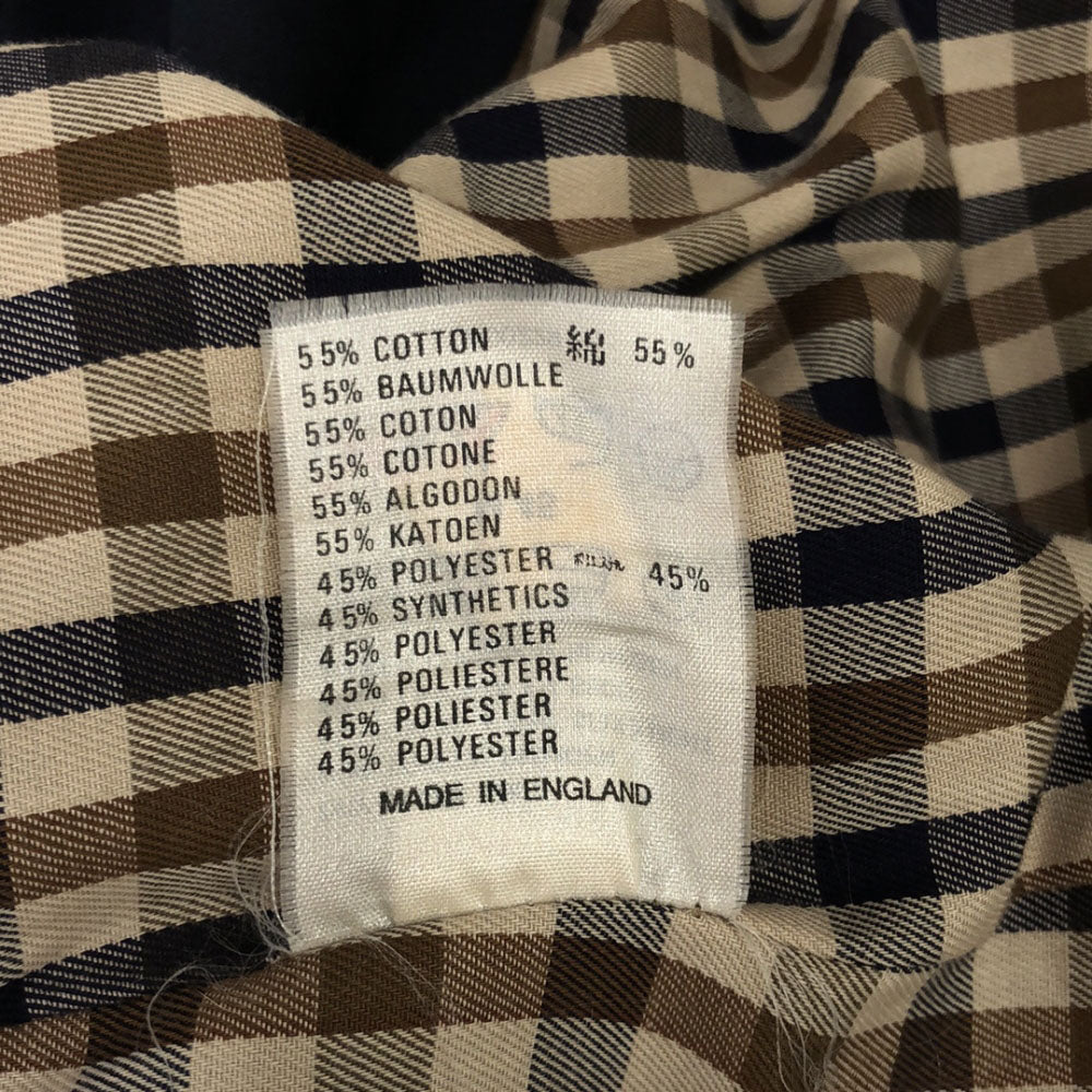 Aquascutum アクアスキュータム 80s イングランド製 ヴィンテージ 半袖 ステンカラーコート 45 ネイビー系 裏地付き レディース