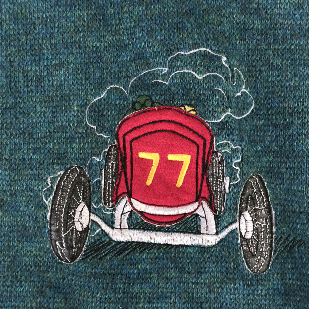 de Warchis in roma 90s イタリア製 オールド 刺繍 長袖 セーター 54 グリーン系 ニット メンズ