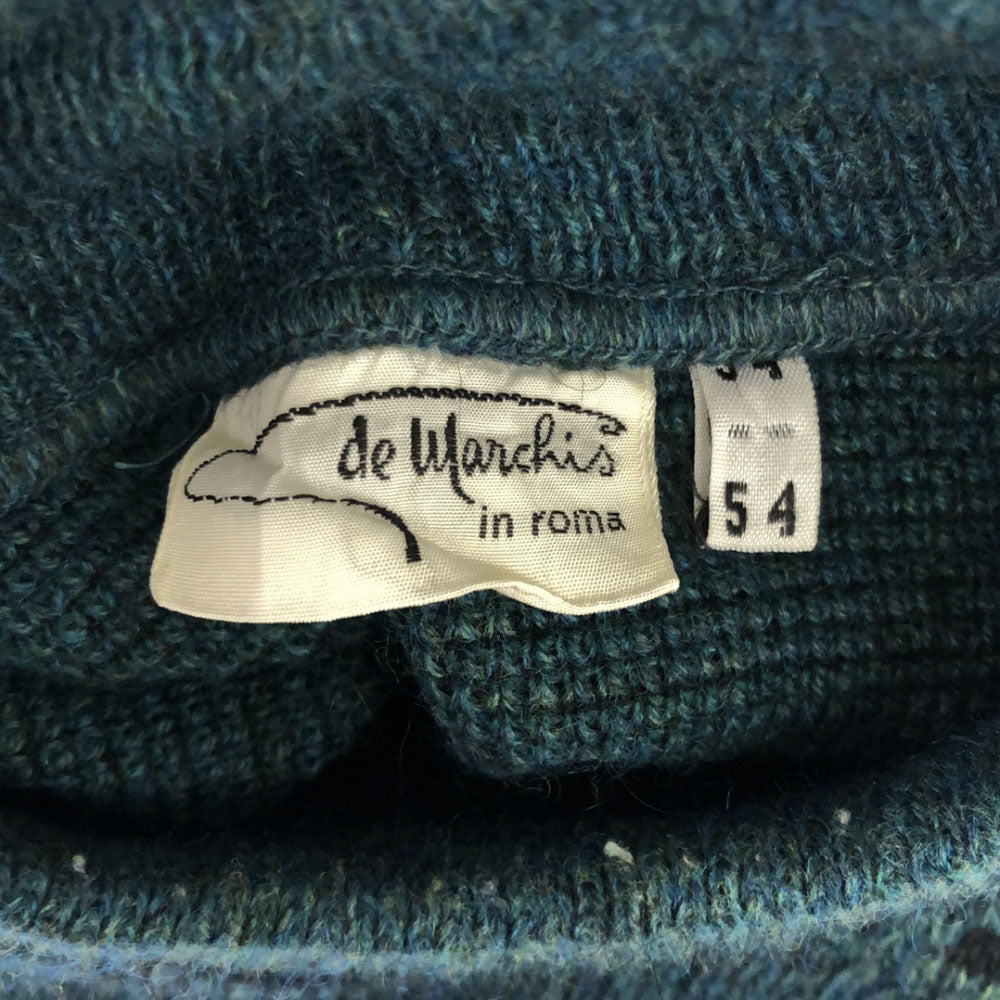 de Warchis in roma 90s イタリア製 オールド 刺繍 長袖 セーター 54 グリーン系 ニット メンズ
