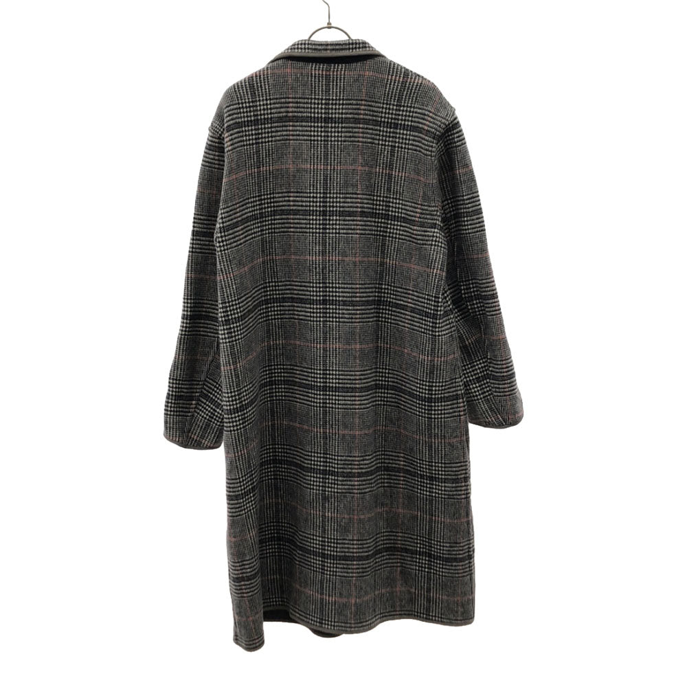 FACTOTUM ファクトタム 日本製 ウールブレンド 千鳥格子 チェスターコート 46 ホワイト×ブラック メンズ