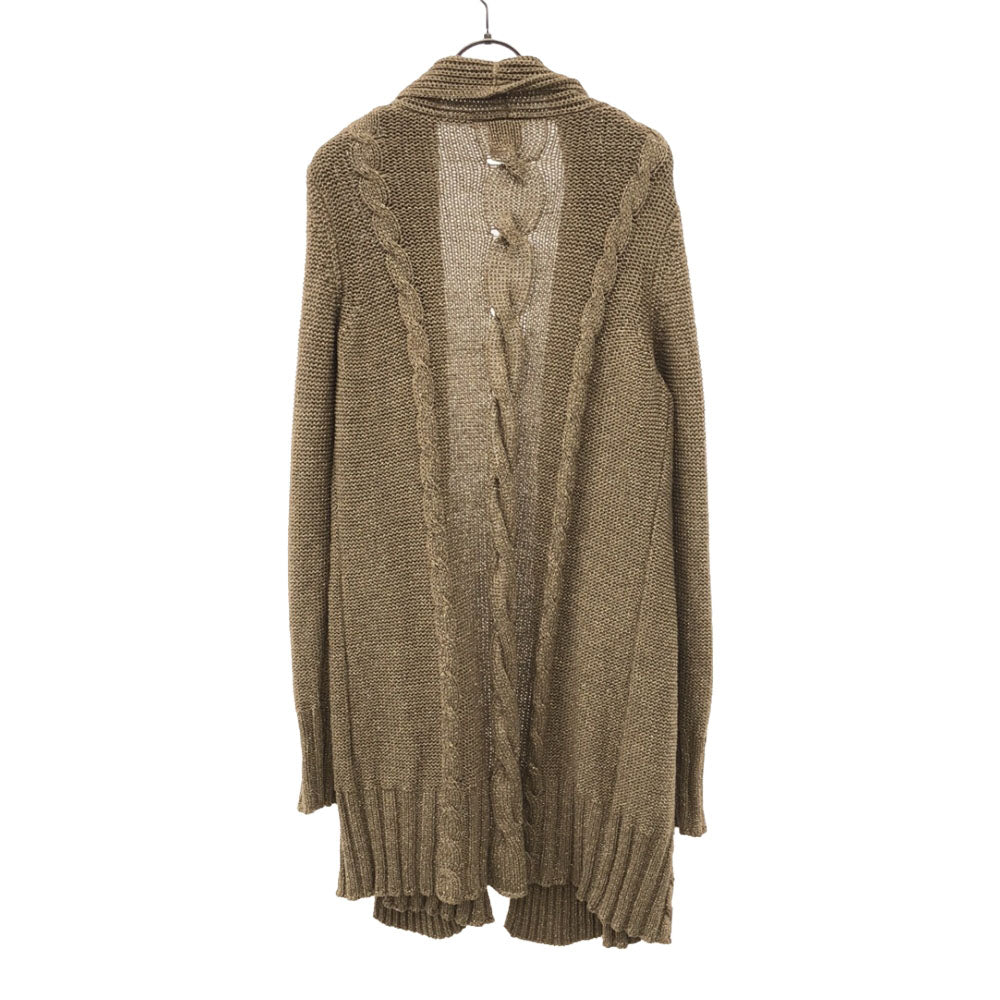 Tory Burch トリーバーチ ラメ 長袖 ニットカーディガン L ベージュ系 レディース