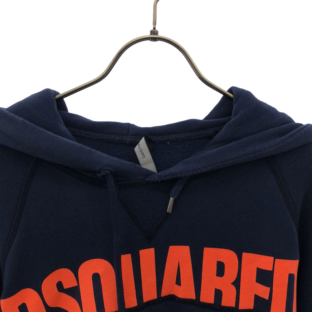 DSQUARED2 ディースクエアード プリント 長袖 スウェットパーカー S ネイビー プルオーバー トレーナー メンズ