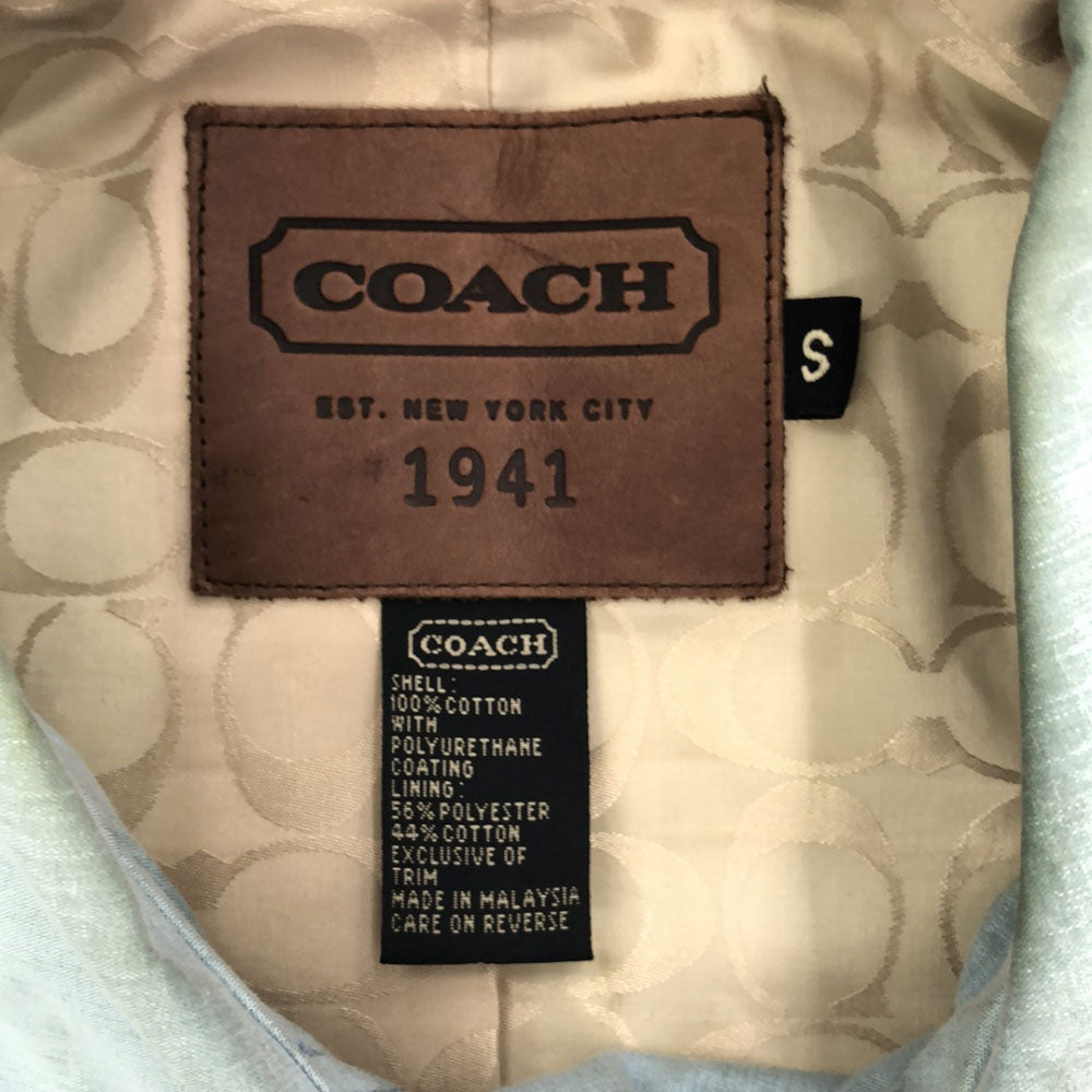 COACH コーチ ステンカラーコート S ライトブルー系 裏地付き レディース