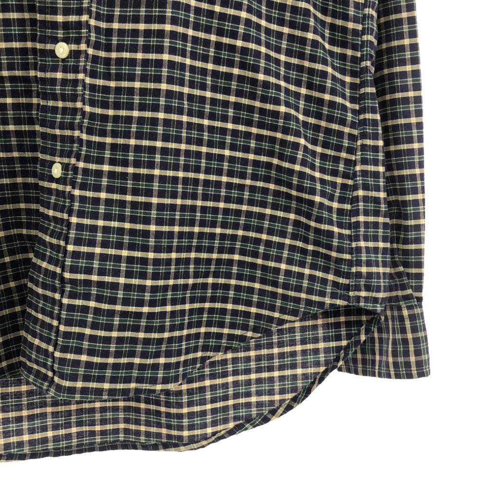 Polo by Ralph Lauren ポロバイラルフローレン 80s USA製 ヴィンテージ ボーイズ規格 緑タグ チェック柄 長袖 ボタンダウンシャツ L ネイビー系 メンズ