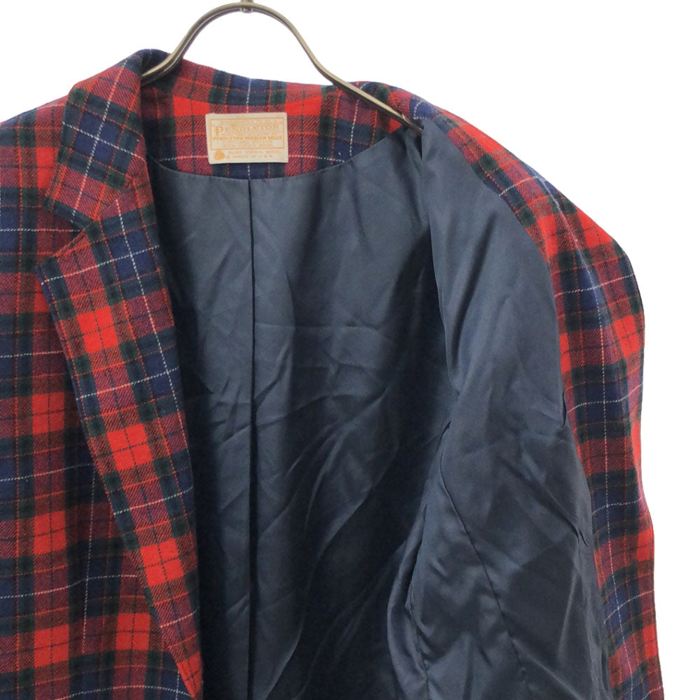 PENDLETON ペンドルトン 70s ウール USA製 ヴィンテージ タータンチェック柄 テーラードジャケット レッド系 レディース
