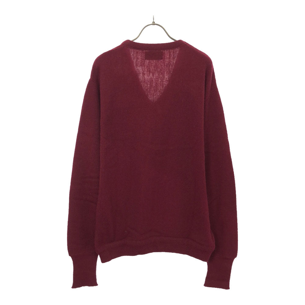 Pickering ピカリング 70s 80s USA製 ヴィンテージ 刺繍 長袖 Vネック セーター L レッド系 ニット メンズ