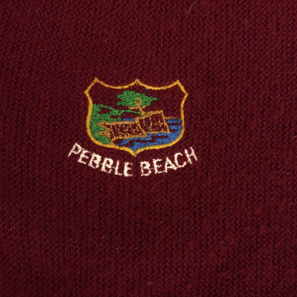 Pickering ピカリング 70s 80s USA製 ヴィンテージ 刺繍 長袖 Vネック セーター L レッド系 ニット メンズ