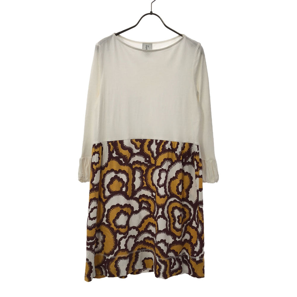 カレンウォーカーラナウェイ 花柄 7分袖 切替 ワンピース 4 ホワイト系 チュニック レディース