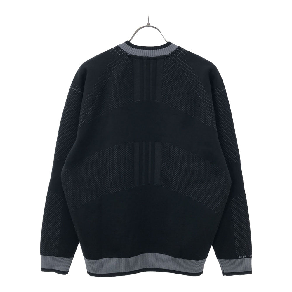 未使用 adidas アディダス ロゴ刺繍 長袖 ニット M ブラック×グレー プルオーバー タグ付き セーター レディース