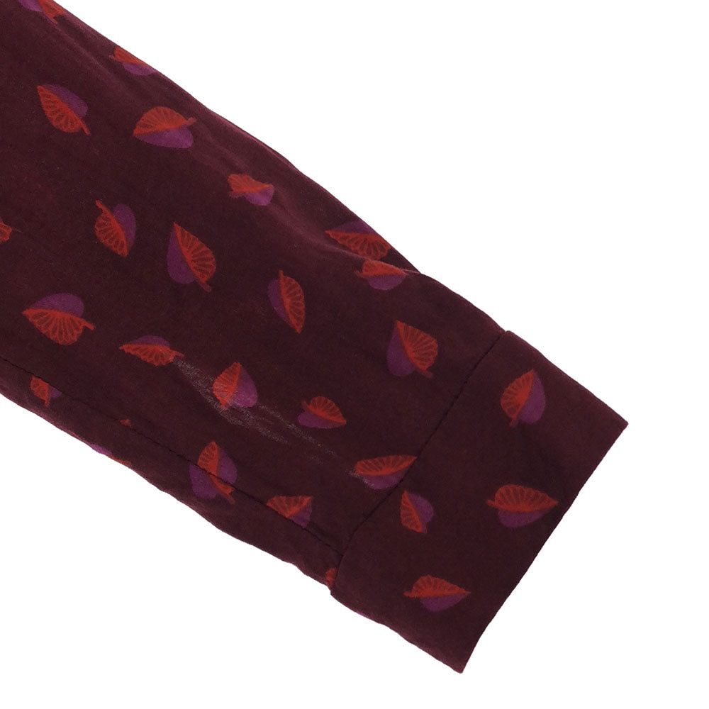 KAREN WALKER カレンウォーカー リーフ柄 長袖 膝丈ワンピース 2 レッド系 レディース