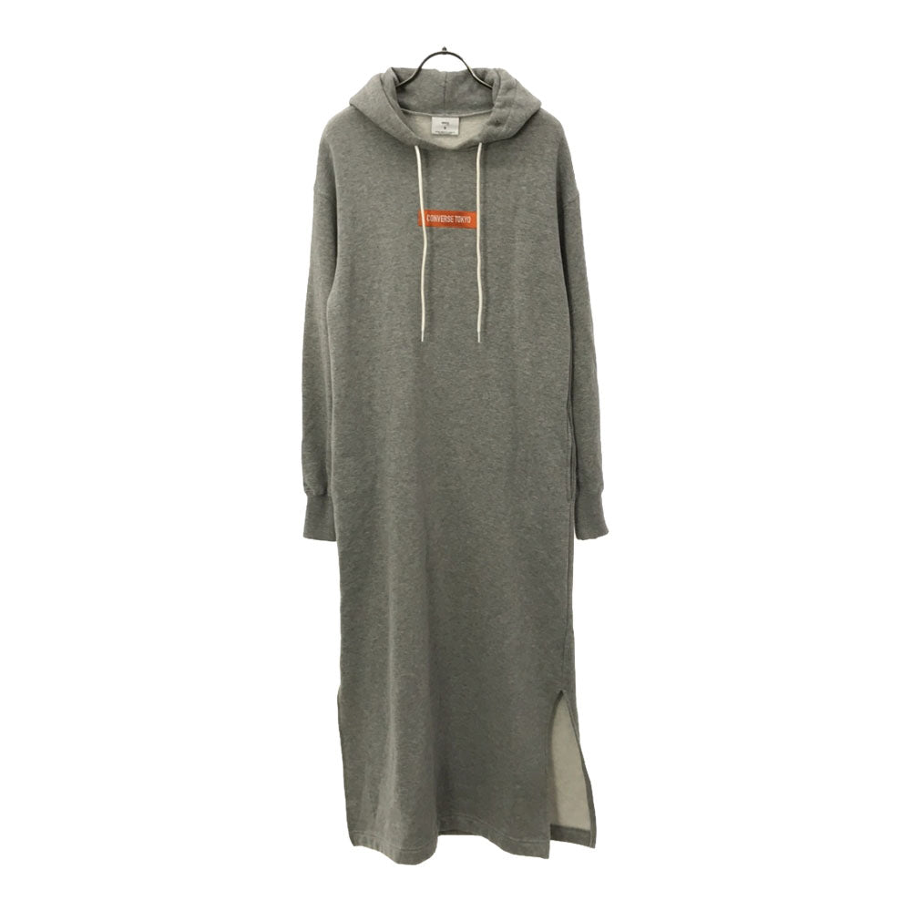 コンバーストウキョウ 日本製 ロゴ刺繍 長袖 スウェット ロングワンピース ライトグレー 裏起毛 レディース