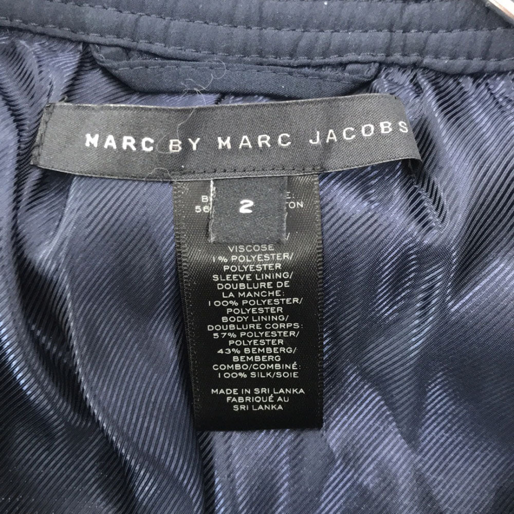 MARC JACOBS マークジェイコブス 長袖 スカートスーツ 上下 セットアップ 2 ネイビー系 ポケット付き レディース