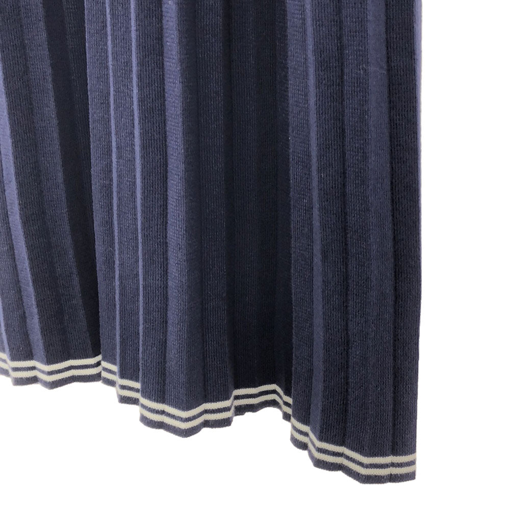 未使用 マークジェイコブス 5分袖 プリ-ツ切替ニット 膝丈ワンピース S ネイビー MARC JACOBS タグ付き レディース