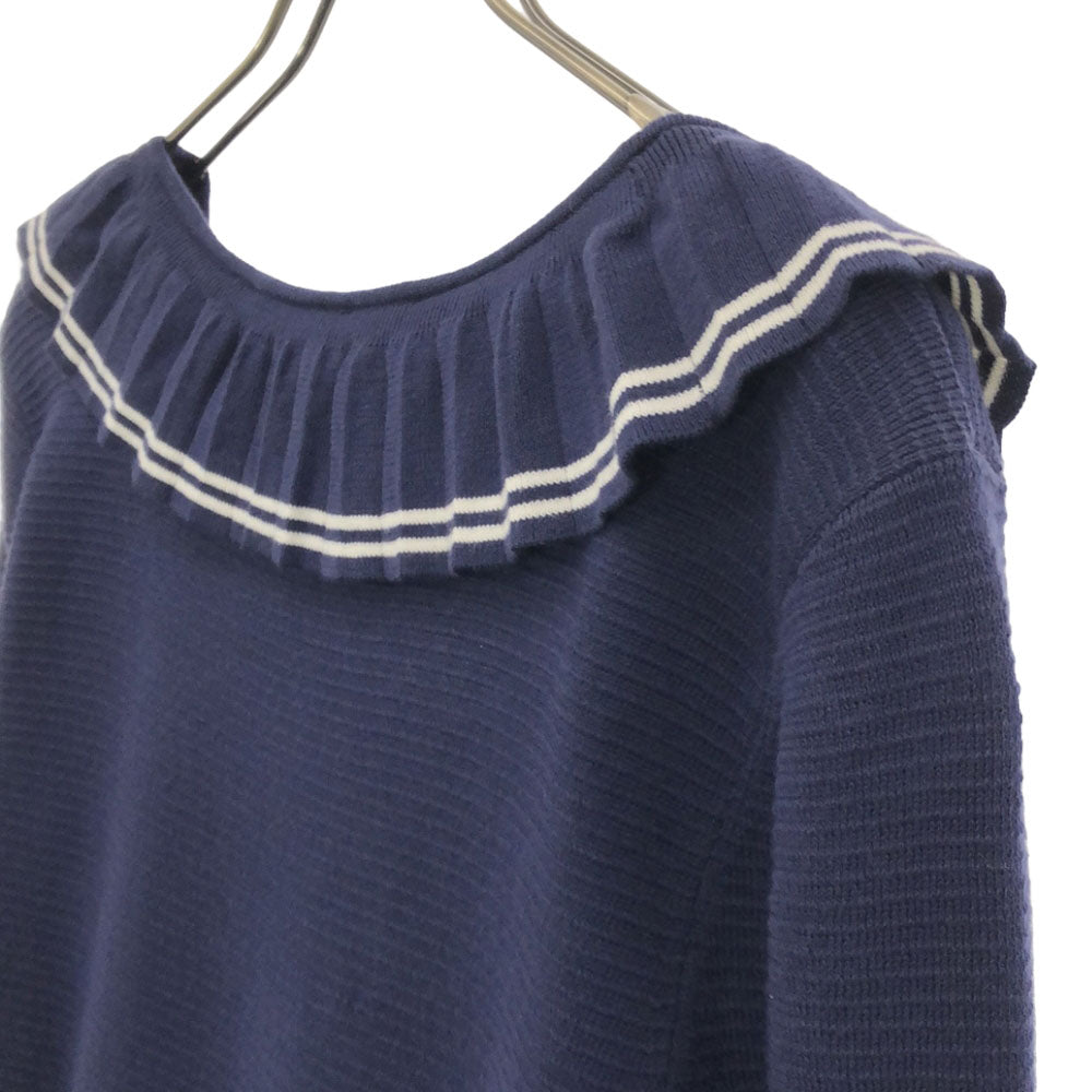 未使用 マークジェイコブス 5分袖 プリ-ツ切替ニット 膝丈ワンピース S ネイビー MARC JACOBS タグ付き レディース