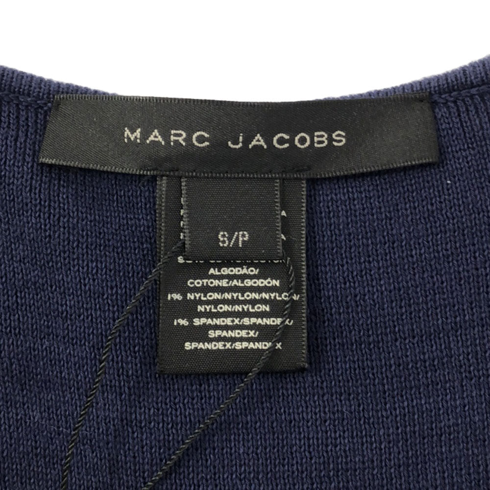 未使用 マークジェイコブス 5分袖 プリ-ツ切替ニット 膝丈ワンピース S ネイビー MARC JACOBS タグ付き レディース