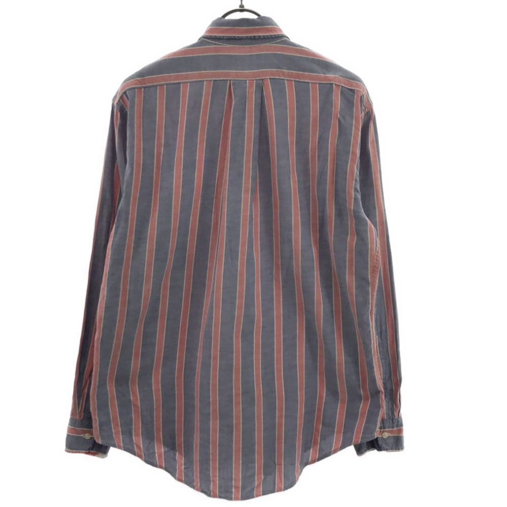 Polo by Ralph Lauren ポロバイラルフローレン 80s USA製 ヴィンテージ 緑タグ ボーイズ ストライプ ロゴ刺繍 長袖 ボタンダウンシャツ L ブルー×レッド メンズ